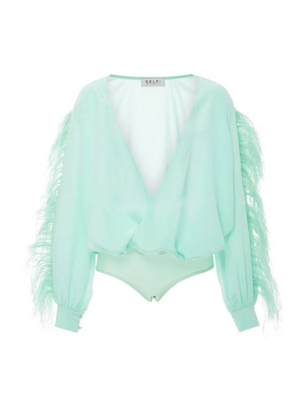 DELFÌ Feather-Trim Mint Bodysuit